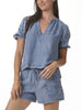 CAYDEN INDIGO EMBROIDERED BLOUSE