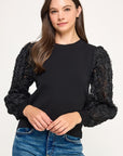 ROSETTE PUFF SLEEVE TOP
