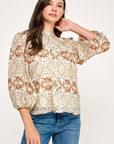 FOLK FLORAL PEASANT BLOUSE