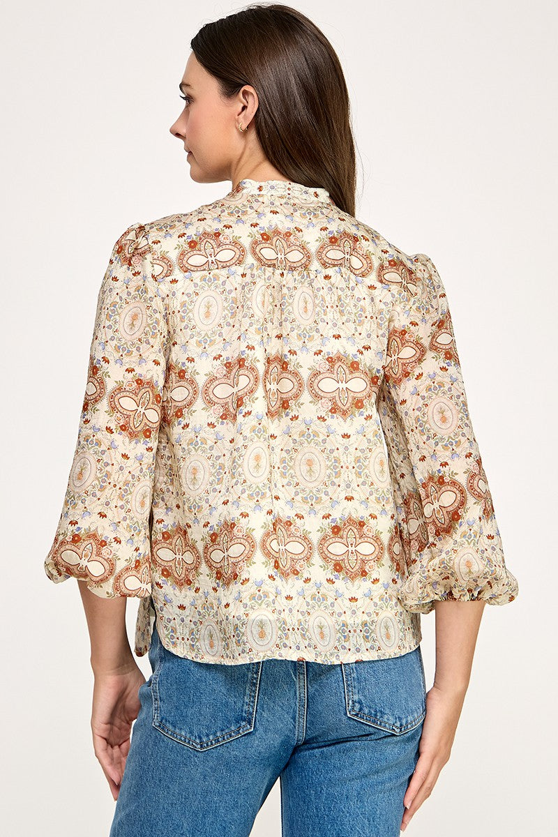 FOLK FLORAL PEASANT BLOUSE