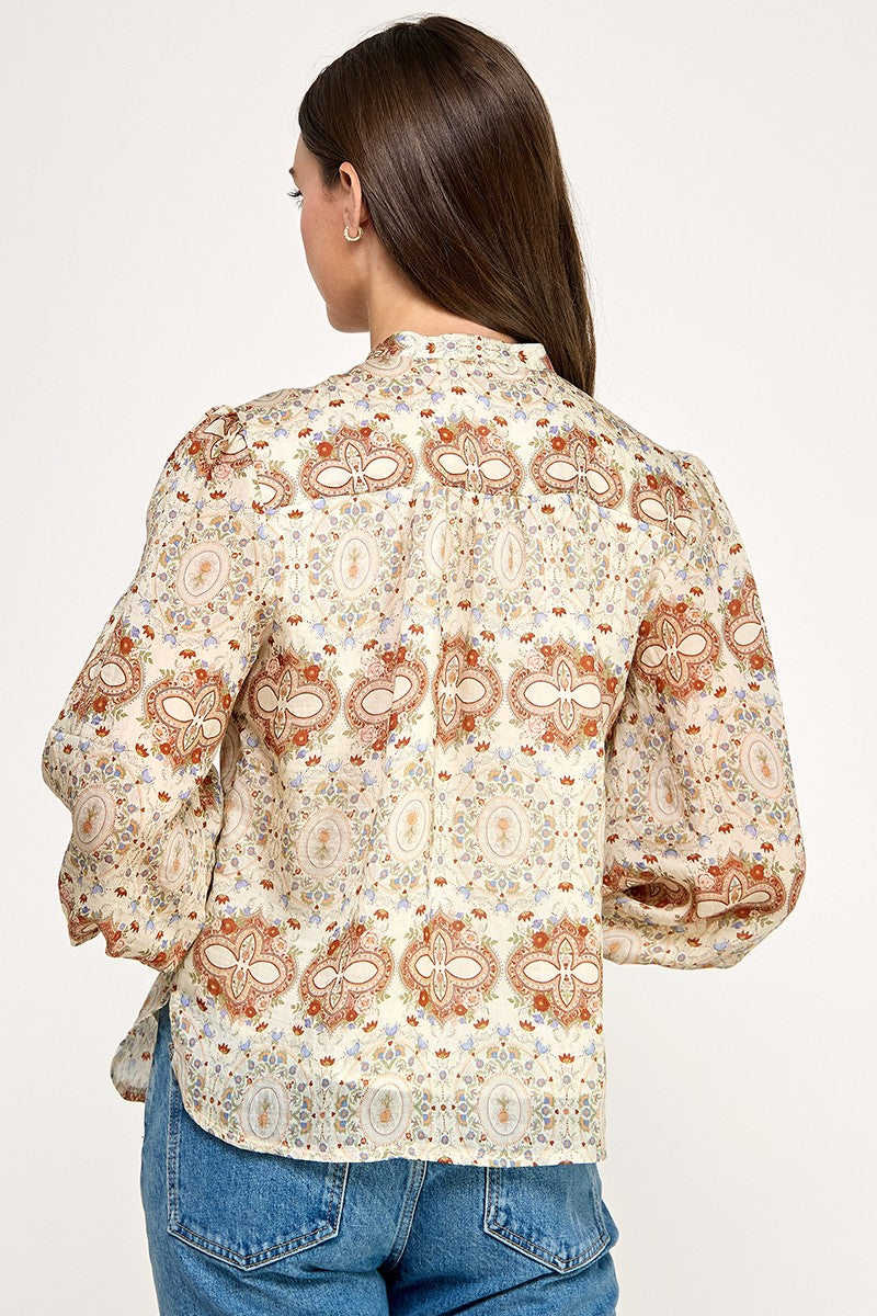 FOLK FLORAL PEASANT BLOUSE