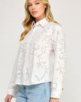 EYELET LONG SLEEVE SHIRT