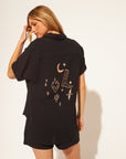 WADE EMBROIDERED COTTON GAUZE ROLL SLEEVE SHIRT