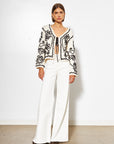 SABLE ABSTRACT GARDEN TIE CARDI