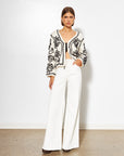 SABLE ABSTRACT GARDEN TIE CARDI