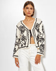 SABLE ABSTRACT GARDEN TIE CARDI
