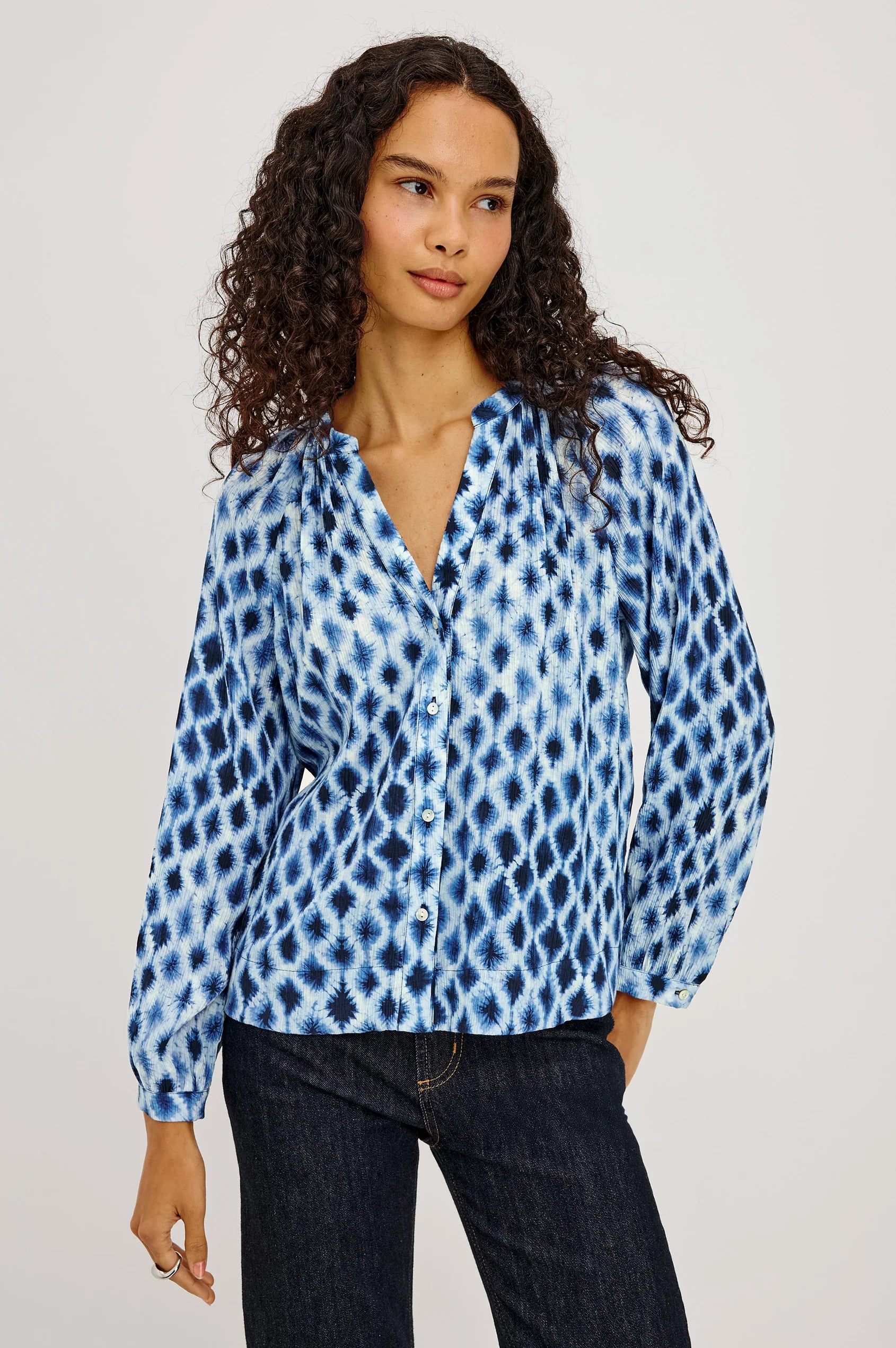 SAINT SHIBORI CRINKLE CHIFFON BLOUSE