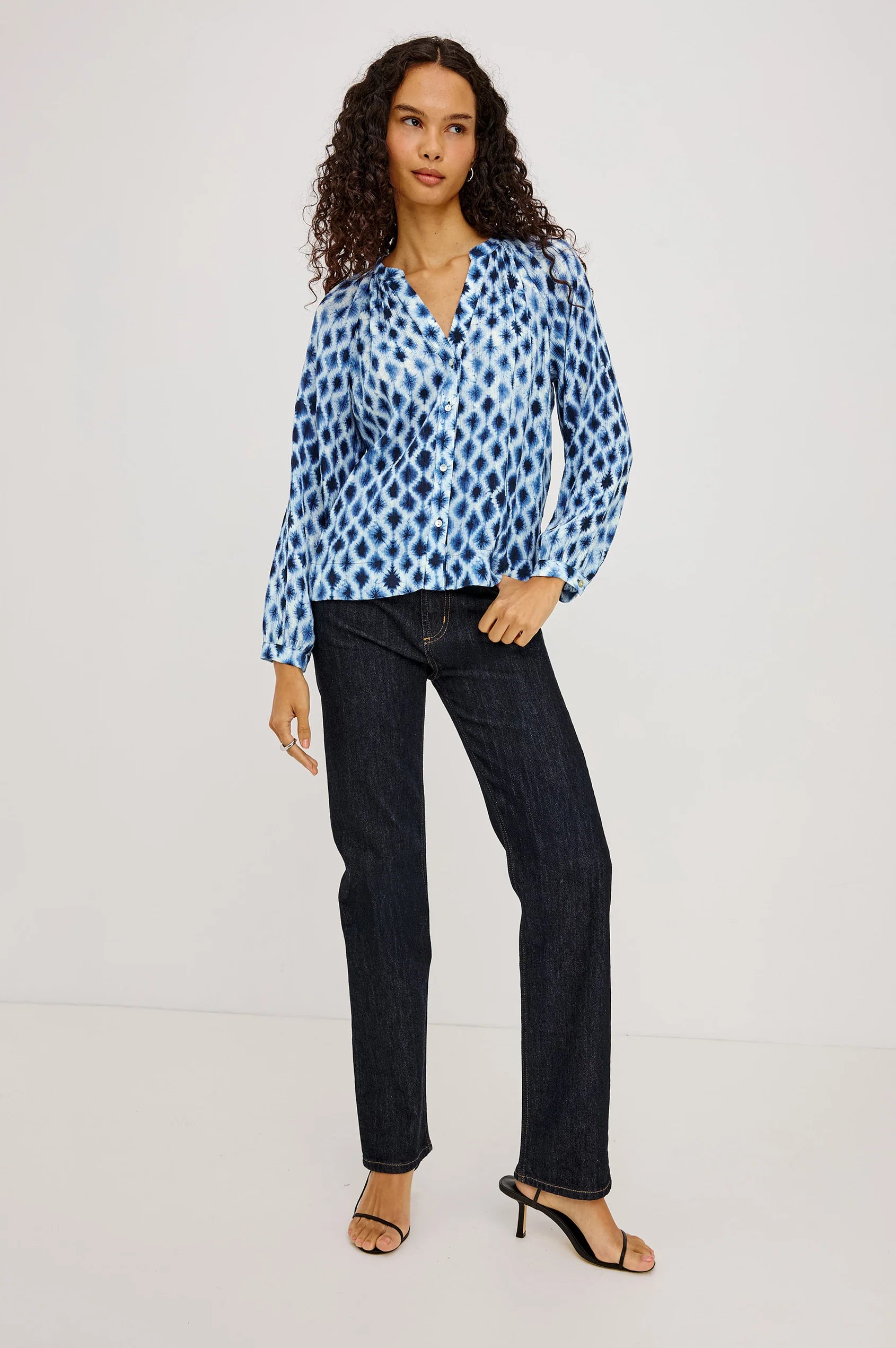 SAINT SHIBORI CRINKLE CHIFFON BLOUSE
