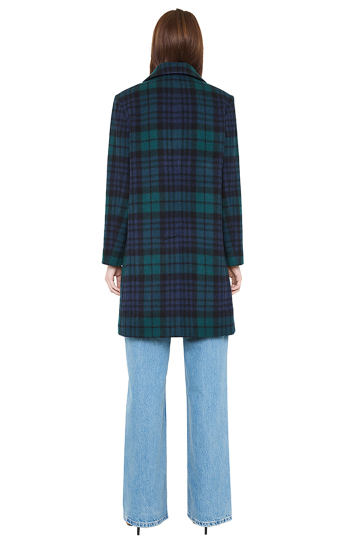 SCARLETT CHECKED NOTCH COLLAR WOOL COAT