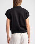 RHINESTONE MOCK NECK SHORT SLEEVE SWEATER