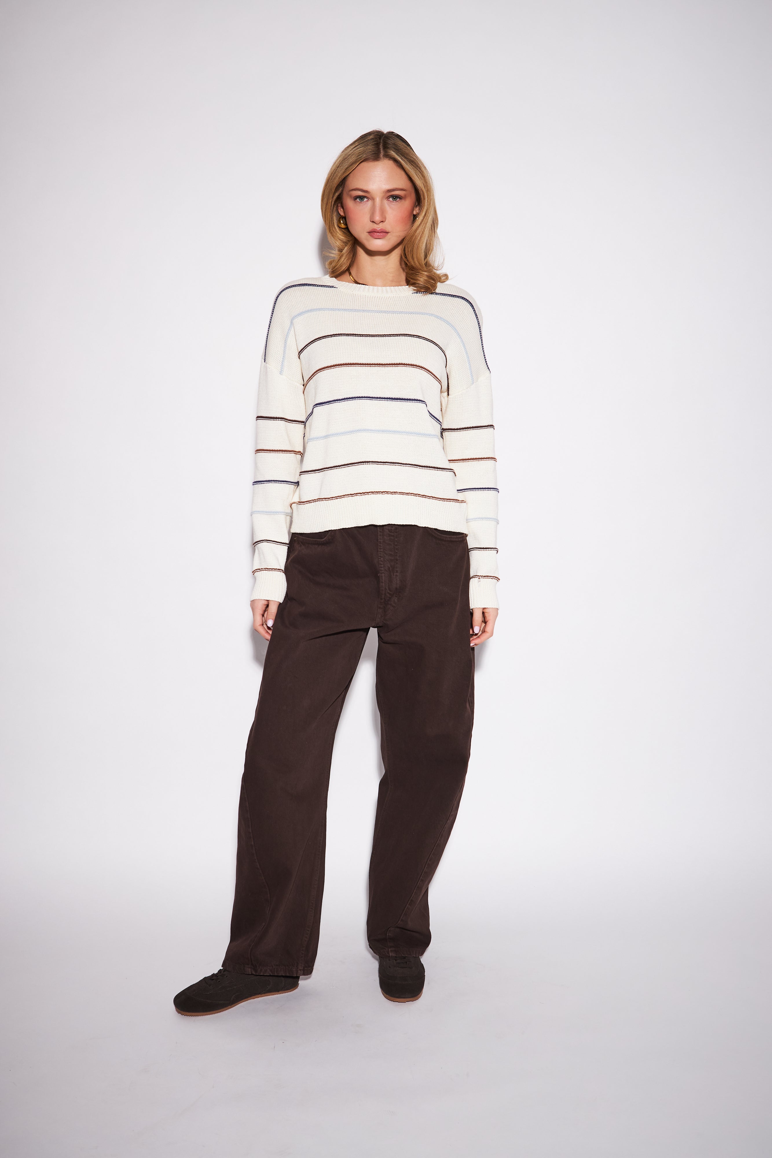 SHERRY STRIPED DROP SHOULDER SWEATER