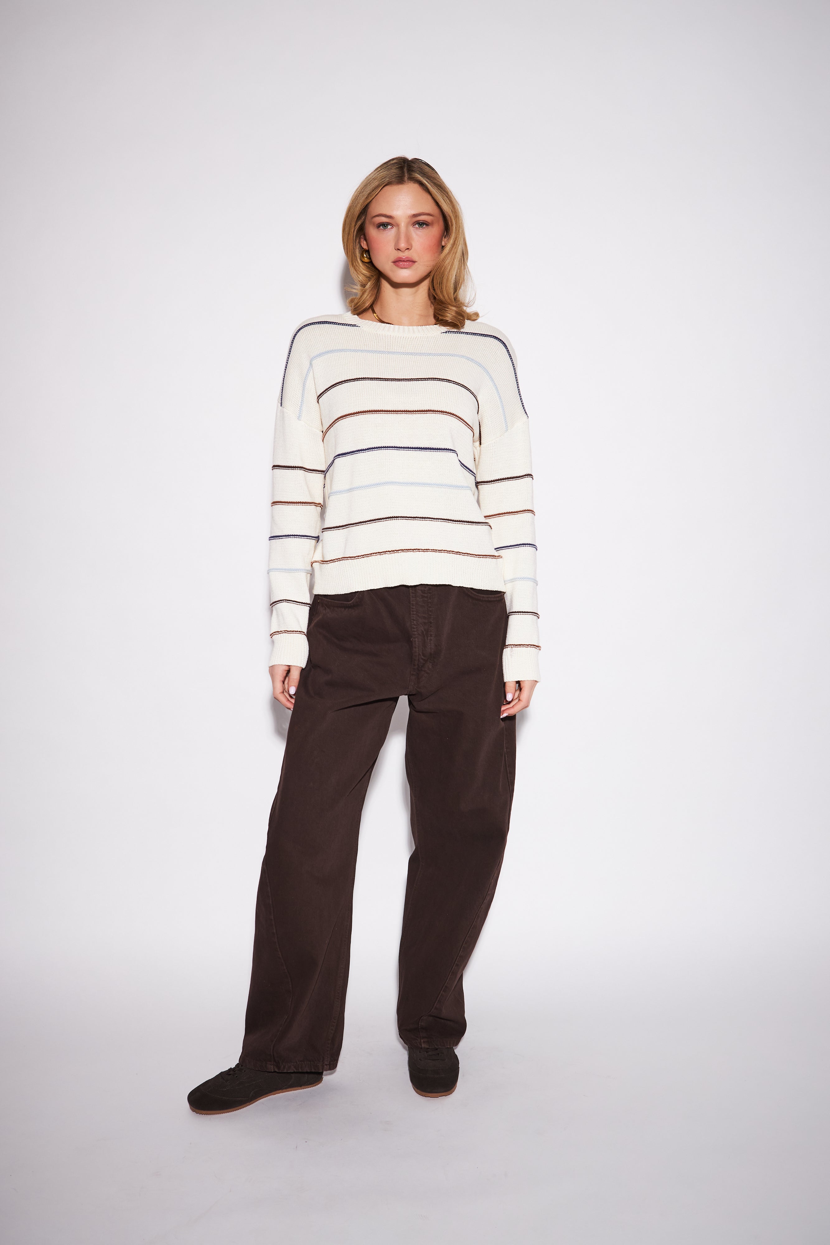 SHERRY STRIPED DROP SHOULDER SWEATER