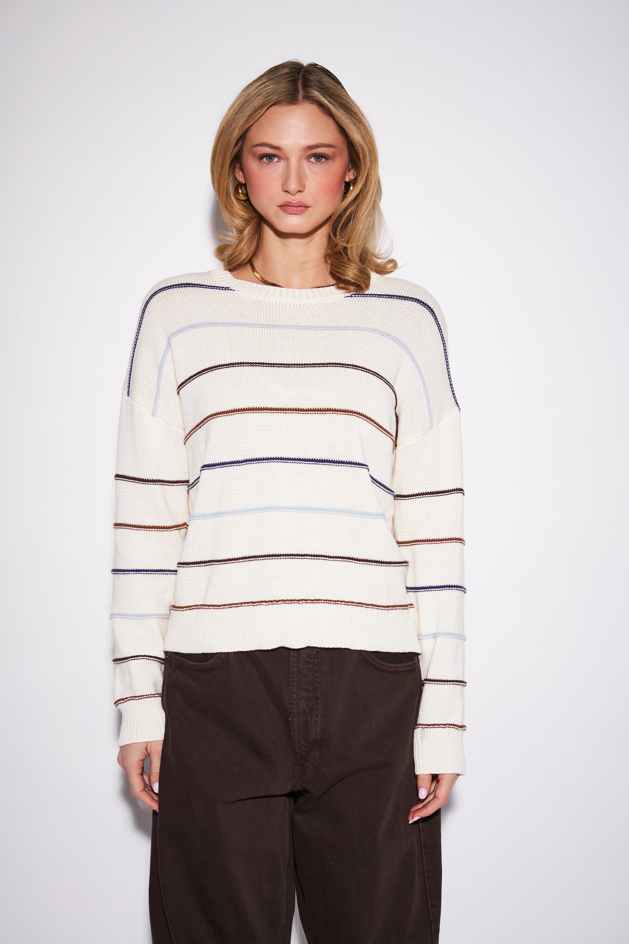 SHERRY STRIPED DROP SHOULDER SWEATER
