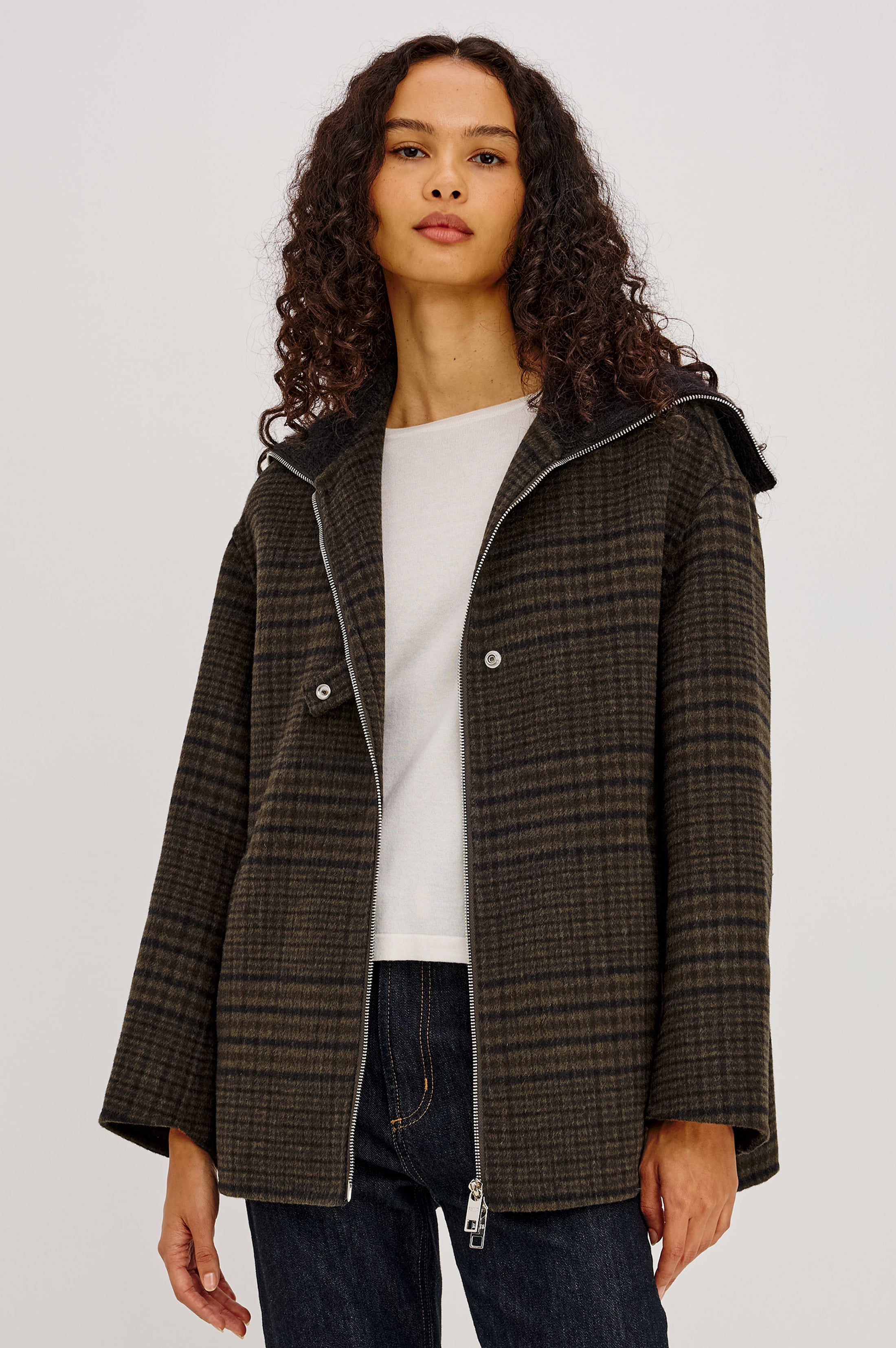 SILVES HIGHLAND PLAID HEAVY WOOL BLEND JACKET
