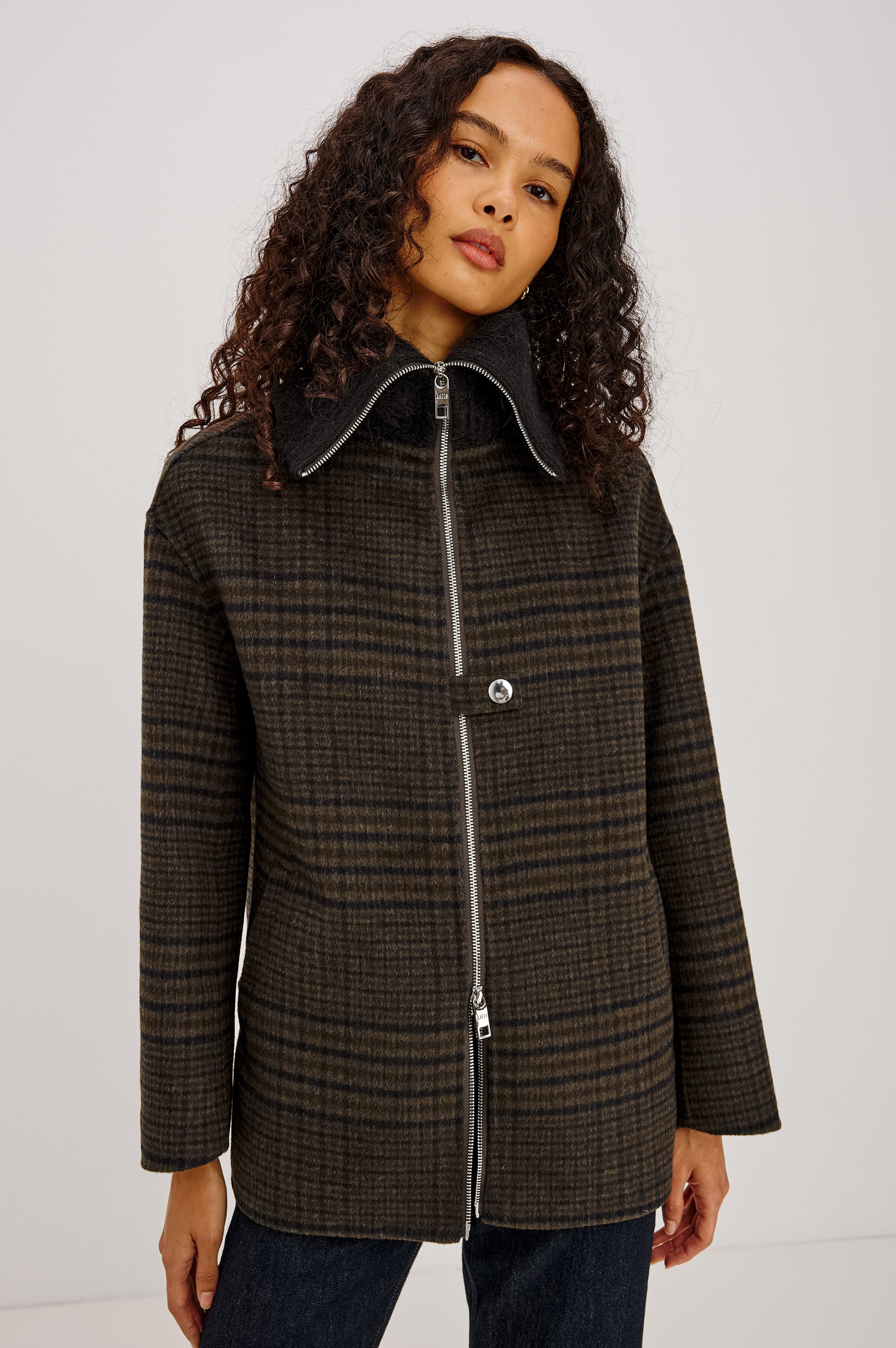 SILVES HIGHLAND PLAID HEAVY WOOL BLEND JACKET