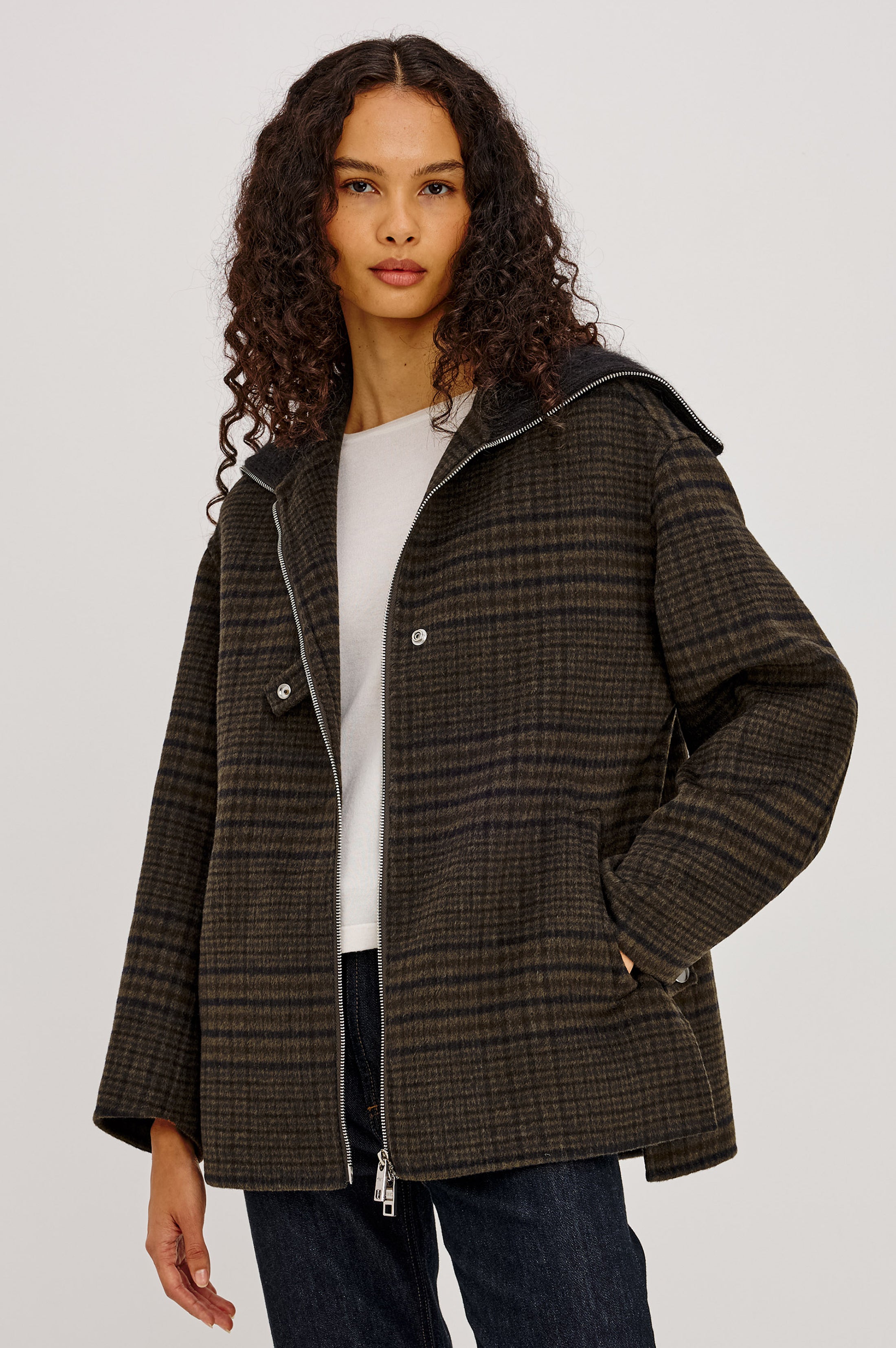 SILVES HIGHLAND PLAID HEAVY WOOL BLEND JACKET