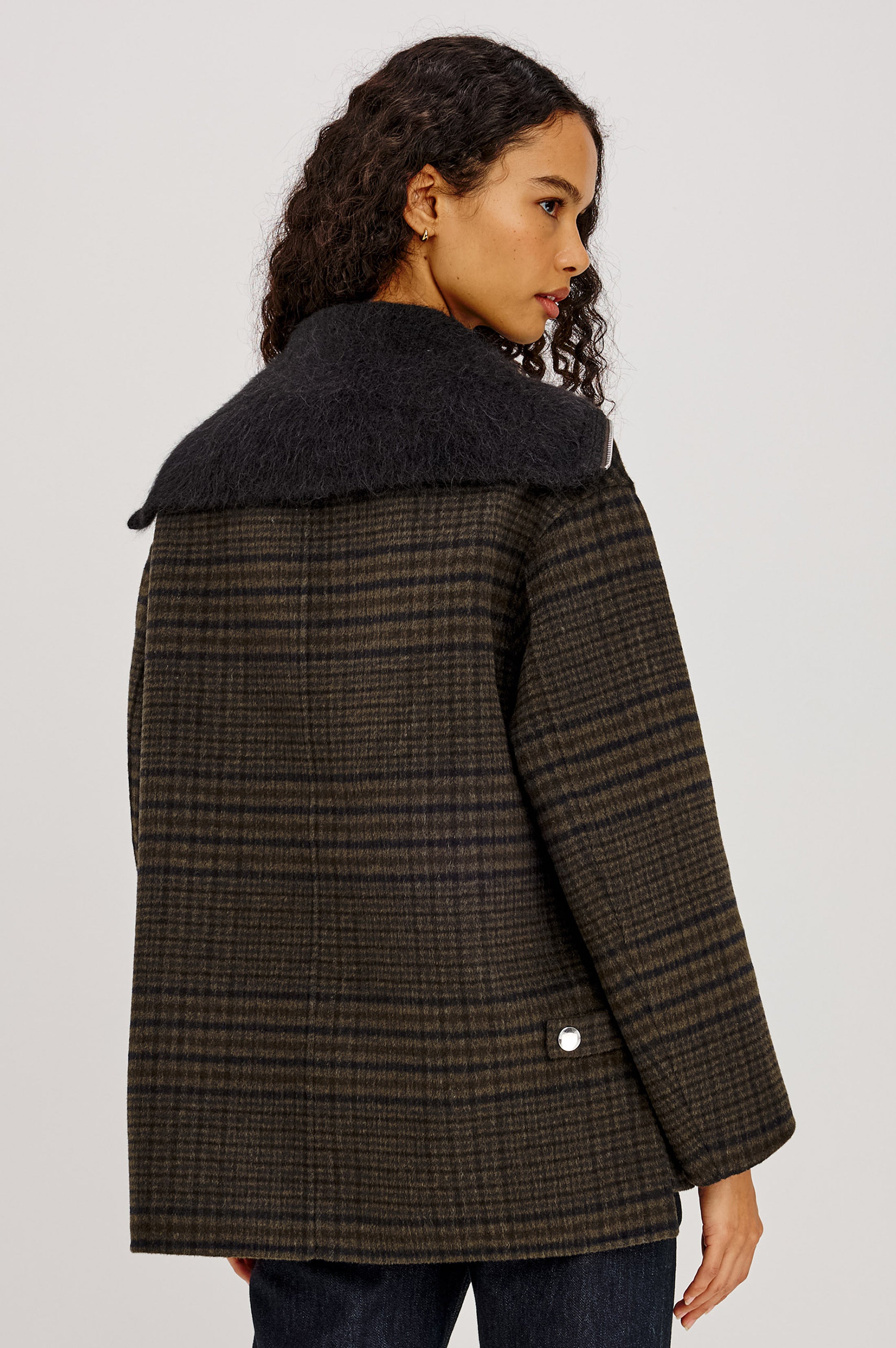 SILVES HIGHLAND PLAID HEAVY WOOL BLEND JACKET