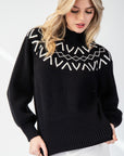 GEOMETRIC MOCK NECK SWEATER