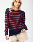 STRIPED CREW NECK SWEATER