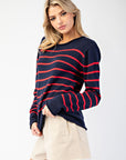 STRIPED CREW NECK SWEATER