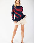 STRIPED CREW NECK SWEATER