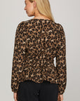 LEOPARD BLOUSE WITH GATHERED WAIST