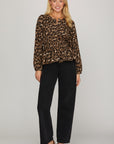 LEOPARD BLOUSE WITH GATHERED WAIST