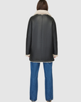 SACHS REVERSIBLE CURLY SHEARLING HI-LO COAT