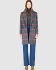 SCARLETT PLAID NOTCH COLLAR WOOL COAT