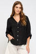 V-NECK LINEN BLOUSE WITH POCKET