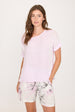 LINEN & KNITTED VISCOSE SHORT SLEEVE TOP