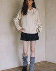 MIXED KNIT HOODIE SWEATER