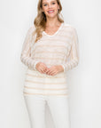 STRIPED LOOSE KNIT DOLMAN SWEATER