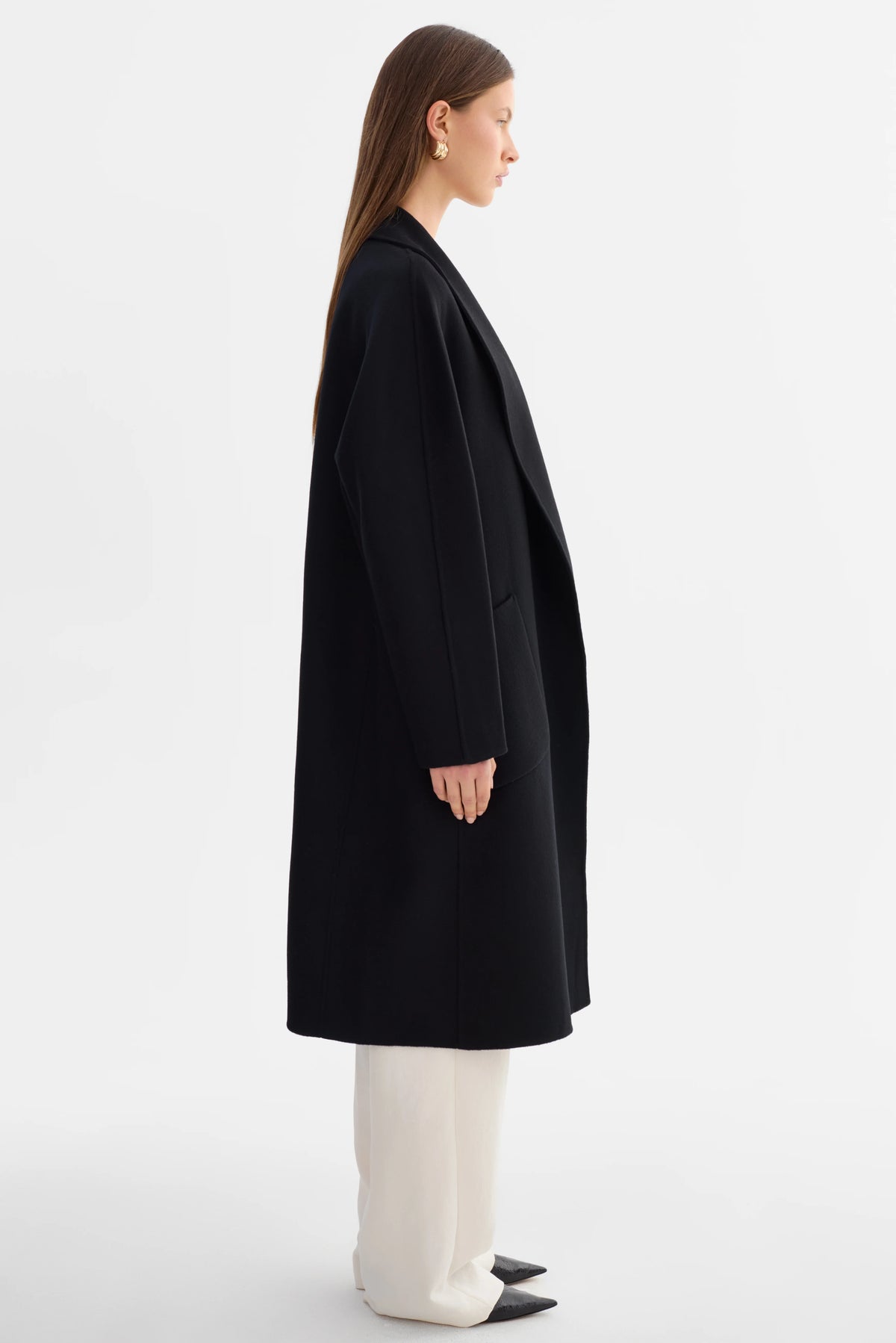 THARA SHAWL COLLAR DOUBLE FACE WOOL COAT