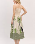 TROPICAL LEAVES SMOCKED WAIST SUNDRESS