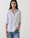 LONG SLEEVE COTON STRIPE BOYFRIEND POCKET SHIRT