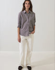 LONG SLEEVE COTTON BOYFRIEND STRIPED POCKET SHIRT