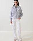 LONG SLEEVE COTTON STRIPE BOXY SHIRT