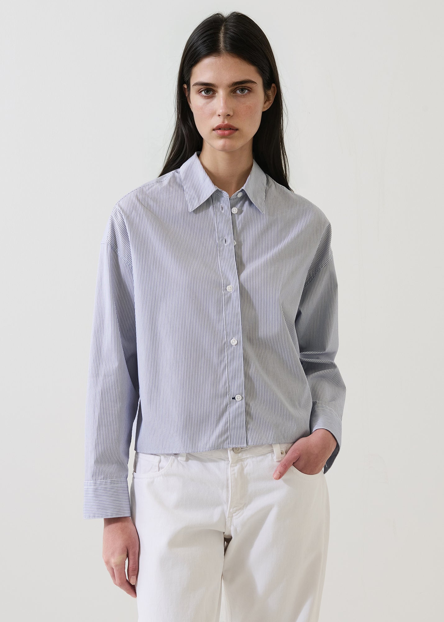LONG SLEEVE COTTON STRIPE BOXY SHIRT