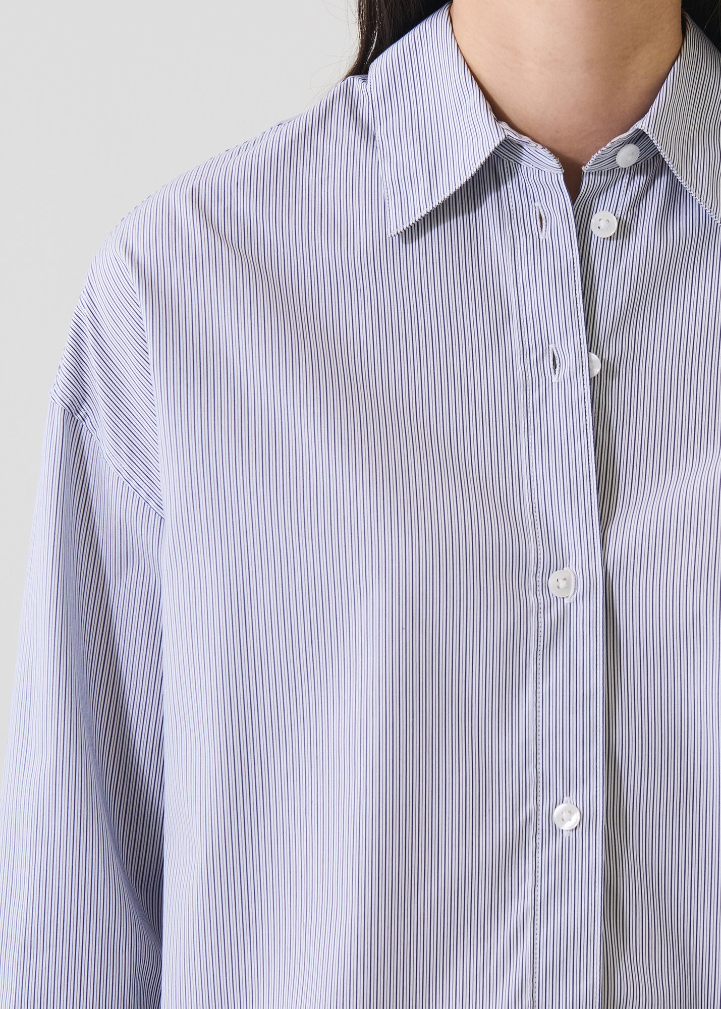 LONG SLEEVE COTTON STRIPE BOXY SHIRT