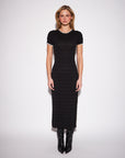 WARREN EMBROIDERED TRIM OPEN KNIT DRESS