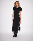 WARREN EMBROIDERED TRIM OPEN KNIT DRESS