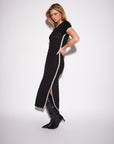 WARREN EMBROIDERED TRIM OPEN KNIT DRESS