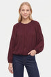BUTTON UP BUBBLE HEM BLOUSE