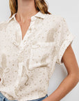 WHITNEY CHEETAH SPOTS SHORT SLEEVE SHIRT