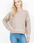 CROSS STITCH TRIM SWEATER