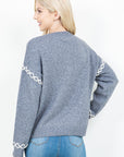 CROSS STITCH TRIM SWEATER