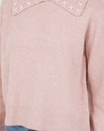 PEARL TRIM COLLAR SWEATER