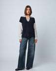 RAELYN COLOUR BLOCK JOHNNY COLLAR SWEATER