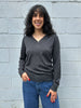 COTTON CASHMERE FRAY EDGE V-NECK SWEATER
